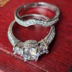 Silver Tone Wedding  Ring Size 8