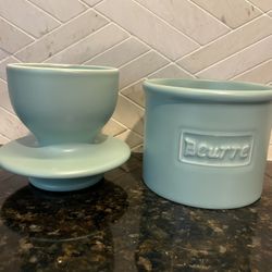Butter Bell Crock L. Tremain Sea Foam Green Sage Butter Keeper