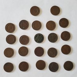 22 Indian Head Pennies from 1892