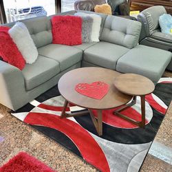 Small gray fabric sectional on sale