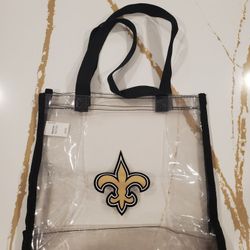 New Orlean Saints Forever Collectibles Clear Bag Purse Tote NFL Logo Football Black Womens 