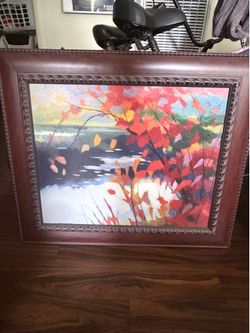 Oil painting with wooden frame