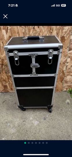 Professional Makeup Trolley, Aluminium Makeup Travel Organizer, Makeup Storage Luggage on Wheels