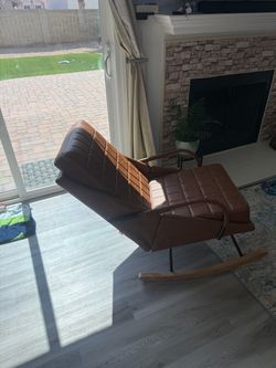 Brown Leather Rocking Lounge Chair