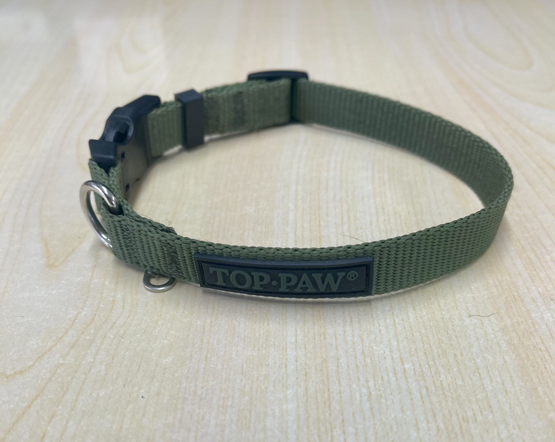 Top Paw Branded Army Green Dog Collar - 14-inch