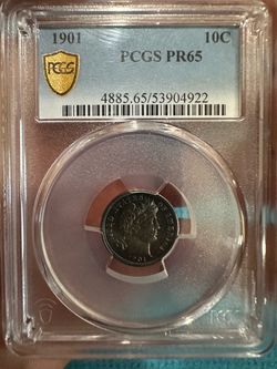 1901 Barber Dime PCGS PR65