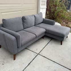 Gray Mid-Century Sectional Sofa
