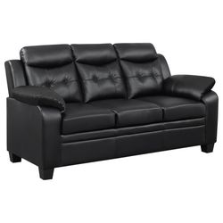 Upholstered Padded Arm Tufted Sofa Black On Sale 