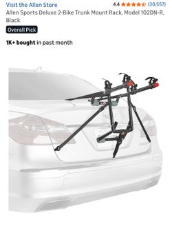 Allen Sports Deluxe 2-Bike Trunk Mount Rack, Model 102DN-R, Black