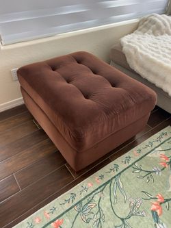 Large Tufted Storage Ottoman Chocolate Brown