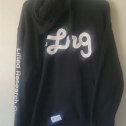 LRG Lifted Research Group Script Sweatshirt Hoodie Adult Large Black White Logo
