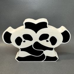 Vintage Signed Panda “Huggers” Pandorable Panda Figurine Napkin Or Paper Weight By Stan R. Graves