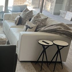  Wide Arm Leather Grand Sofa 98"