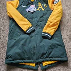 New Nike Oakland Athletics Green & Gold Team Logo Winter Coat Package Men Size Medium $225 Retail