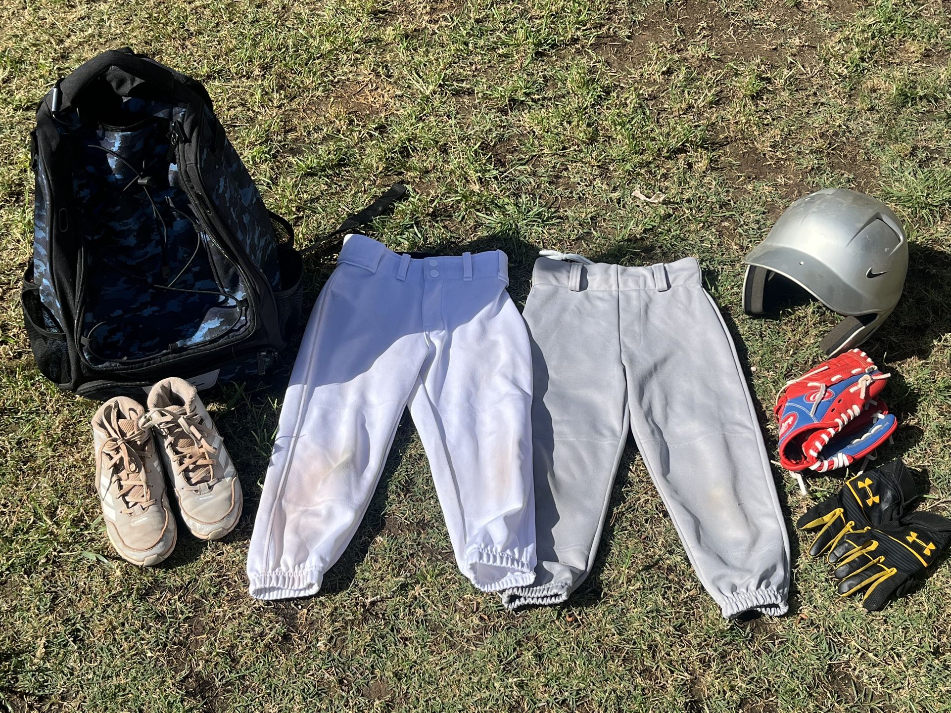 Youth Little League Baseball Bundle Cleats Glove Helmet Bag Pants