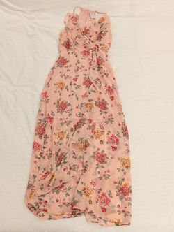 No Boundaries Women's Peach Floral Maxi Dress Size XS Or 1