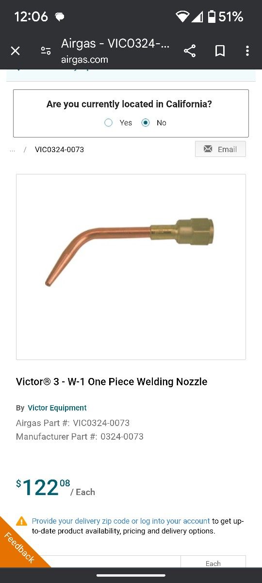 Victor 3 One Piece Welding Tip
