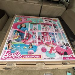 Barbie Dreamhouse Pool Party Doll House with 75+ pc, 3 Story Slide: Adult Assembly, Fits 12 Inch Dolls
