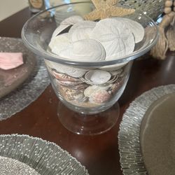 Large Glass Vase + Sea Shells 