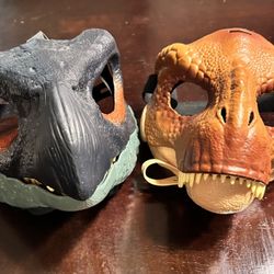Lot Mattel Jurassic World Dominion Therizinosaurus & T-rex Dinosaur Dino Masks