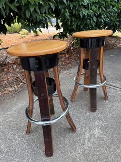 Whiskey barrel bar stools