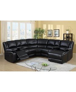 Brand new black or brown bonded leather reclining sectional