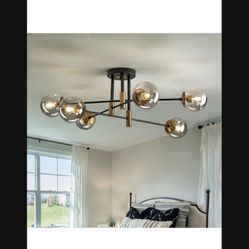 6- Lights Glass Chandelier Ceiling Light