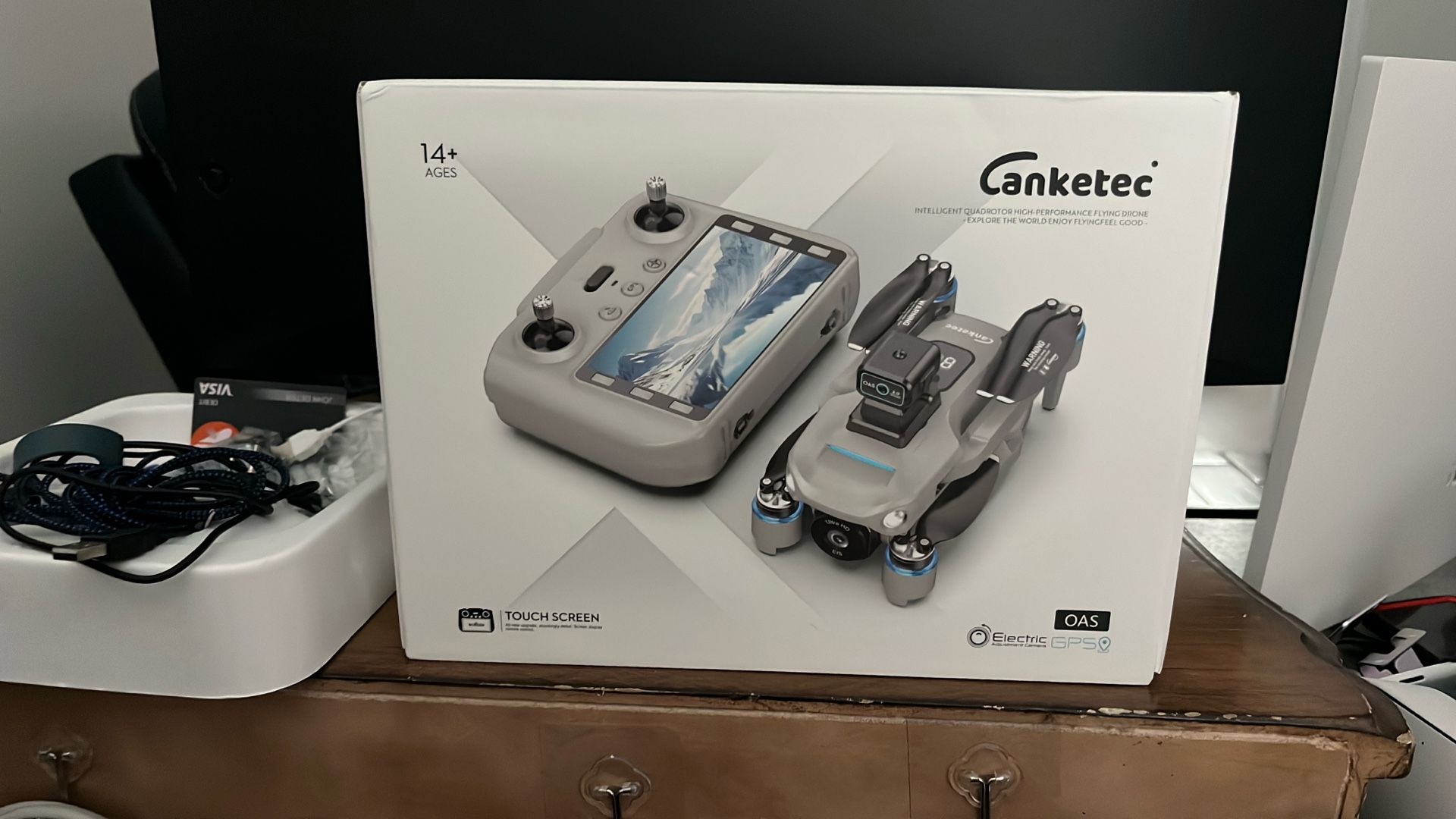 Drone with camera and monitor on controller