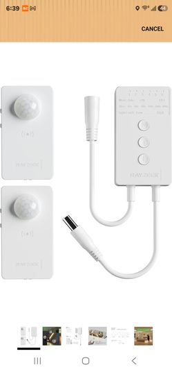 Wireless Motion Sensor Controller Kit-No Wiring Mini PIR Sensor Switch 12/24VDC RF Wireless Control Led Strip Lights with Dimmable,Timer for Stairway(