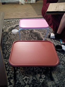Multifunctional adjustable table pink and brown