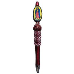Virgen De Guadalupe Beaded Ballpoint Twist Pen Focal Bead Red