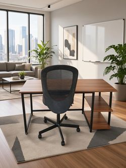 Modern computer office desk $45, office chair $15