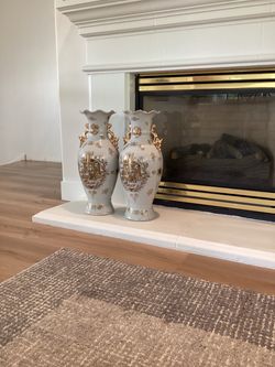 Chinese Pair of Large Porcelain Vases with Figures