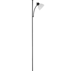Globe Electric 67135 72" Torchiere Floor Lamp and Adjustable Reading Light, Matte Black, Frosted Shade, Dual Rotary Switch, 3-Step Dimming, Modern Lig