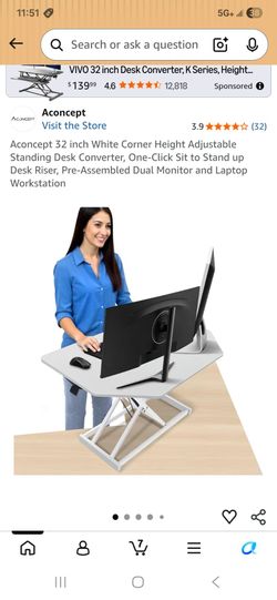 32 inch white adjustable standing desk