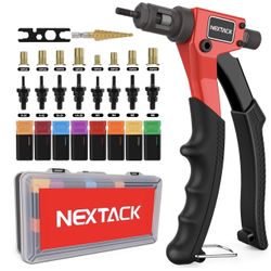 Rivet Nut Tool Kit with a Step Drill Bit & 80 Nutserts for Tight Space, 8" Rivnut Tool Set Riveter with 8 Mandrels 6-32 8-32 10-24 1/4-20 M3 M4 M5 M6 