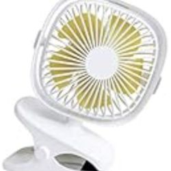 2 in 1 USB Rechargeable Desk Clip Fan With Night Light