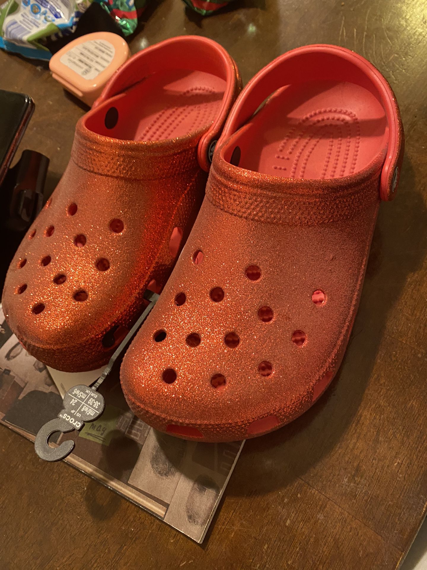 Red Glitter Crocs
