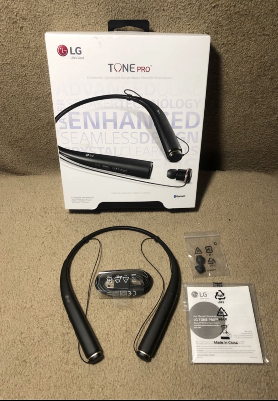 Brand New LG Tone Pro Bluetooth wireless headset Black