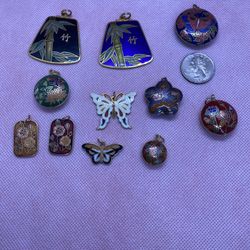 Vintage Enamel Pendants 