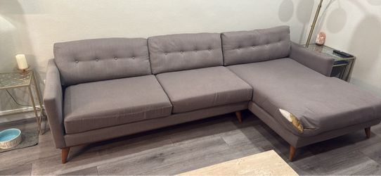 Gray Mid-Century Modern Sectional Sofa