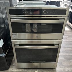 $1999 GE Double Electric Wall Oven, Built In Microwave, Stainless Steel, Open Box, One Year Warranty