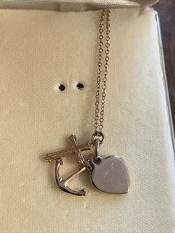 1/20 12K.T. G.F. Gold Pendent Necklace Heart Cross Anchor