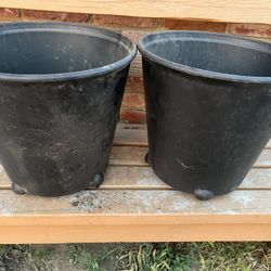 2 Black Rolling Planters Pots