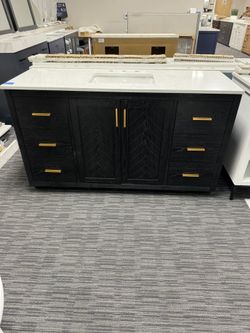 60” Bathroom Vanity In Black
