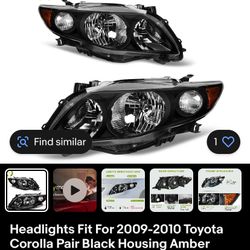 09 Toyota Corolla Headlights After Market Black Housing 