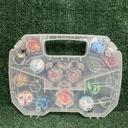 BAKUGAN FIGURES MIXED LOT OF 11,+ Cards 2 Magnetic Cards Plus Case. Fast Ship!