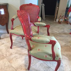 Pair of double cane back chairs