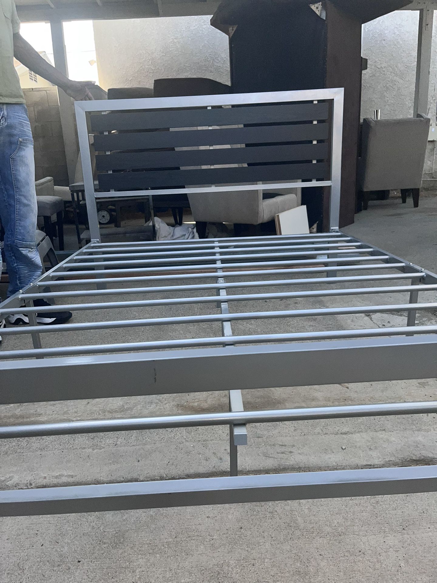 Brand New Full-Size Bed With Boxspring And Mattress, and chairs