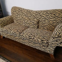 Long Couch With Tiger Pattern